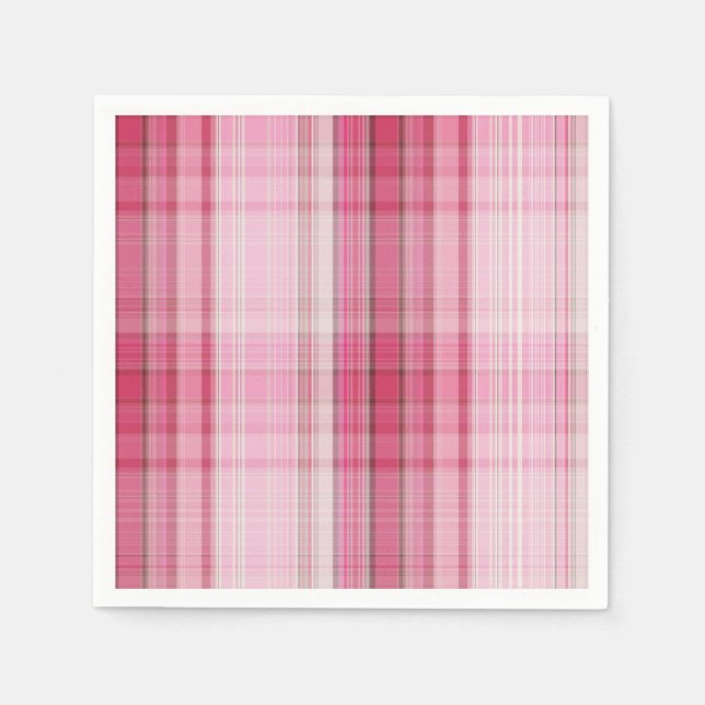 Serviettes Jetables Preppy rose Plaid Blush Madras Candy Pink Classic (Devant)
