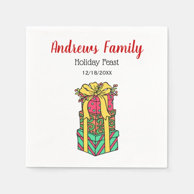 Serviettes Jetables Présentations de Noël enroulées empilées Noël (Devant)