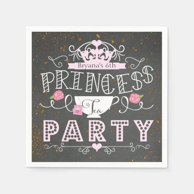 Serviettes Jetables PRINCESS TEA PARTY Chalkboard Party (Devant)
