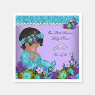 Serviettes Jetables Princesse Baby shower fille Turquoise bleu pourpre