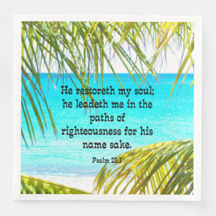 Serviettes Jetables Psaume 23:3, Écriture : Il restaure mon âme...