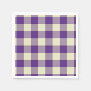 Serviettes Jetables Purple et crème En vichy Motif