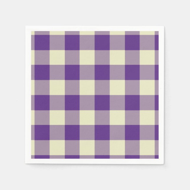 Serviettes Jetables Purple et crème En vichy Motif (Devant)