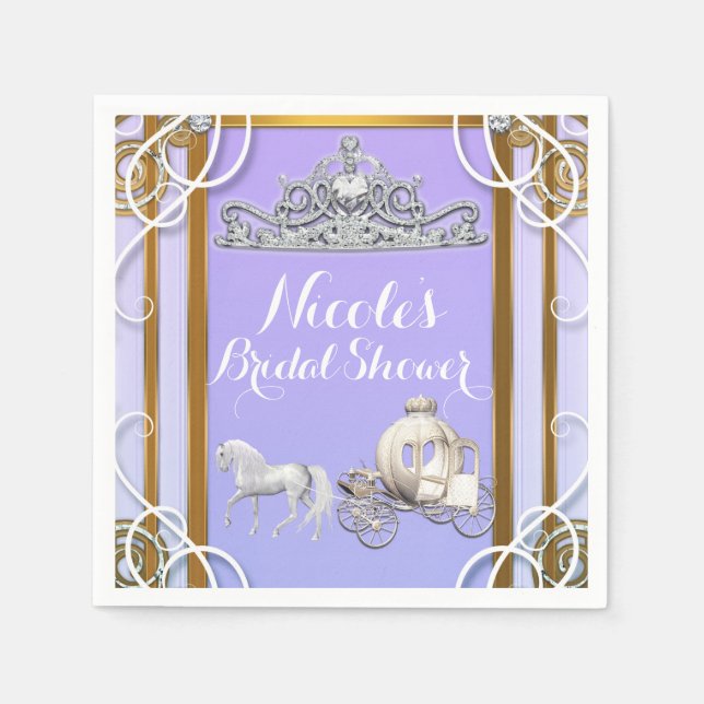 Serviettes Jetables Purple Gold Princess Crown Carriage Sweet 16 Party (Devant)