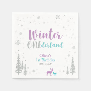 Serviettes Jetables Purple & Turquoise Winter Onederland 1ère fête d'a