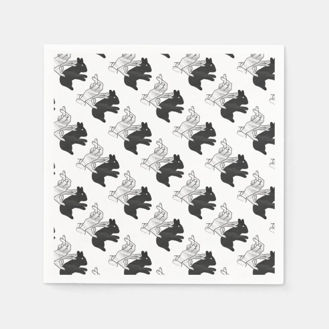 Serviettes Jetables Rabbit Silhouette main (Devant)