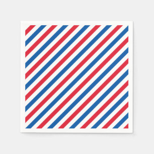 Serviettes Jetables Rayures blanches et bleues rouges patriotiques