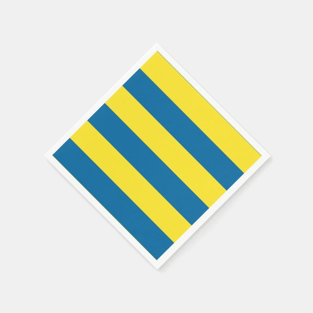 Serviettes Jetables Rayures | Bleu et jaune | Personnalisable (Coin)