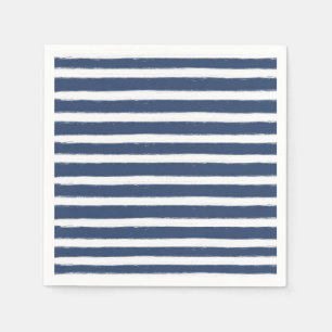 Serviettes Jetables Rayures de bleu marine et de blanc