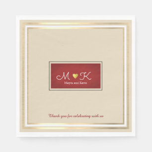 Serviettes Jetables réception de mariage élégante beige & rouge