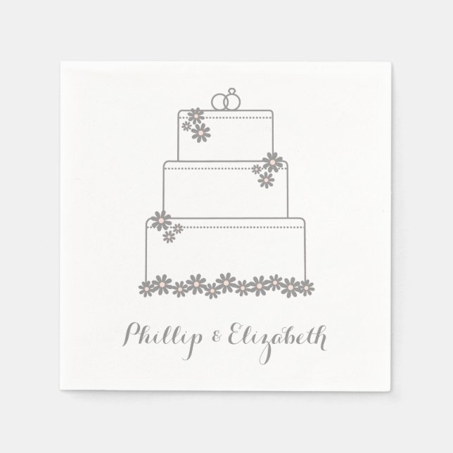 Serviettes Jetables Réception Mariage Rose Dessert Napkins (Devant)