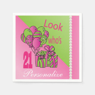 Serviettes Jetables Regardez qui a 21 ans  21e anniversaire