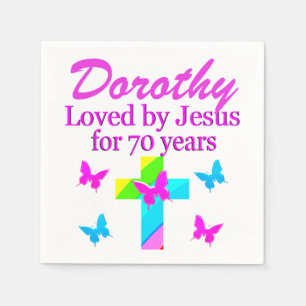 SERVIETTES JETABLES RELIGIEUX PERSONNALISÉS 70E ANNIVERSAIRE NAPKINS