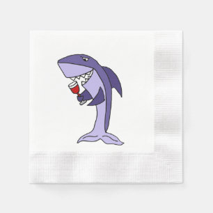 Serviettes Jetables Requin buvant du vin rouge