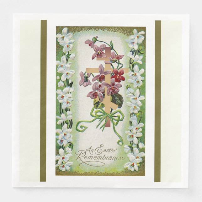 Serviettes Jetables Résurrection de Pâques Pascha Fleur de Croix Byzan (Devant)