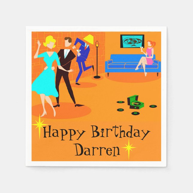 Serviettes jetables Retro Cartoon Cocktail Party (Devant)