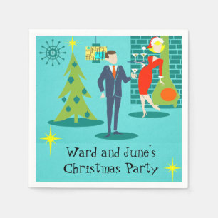 Serviettes Jetables Retro Holiday Cartoon Couple Cocktail Serviettes