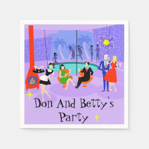 Serviettes jetables Retro Tropical Cocktail Party