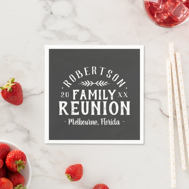 Serviettes Jetables Retrouvailles familiales personnalisées rustiques  (En situation)