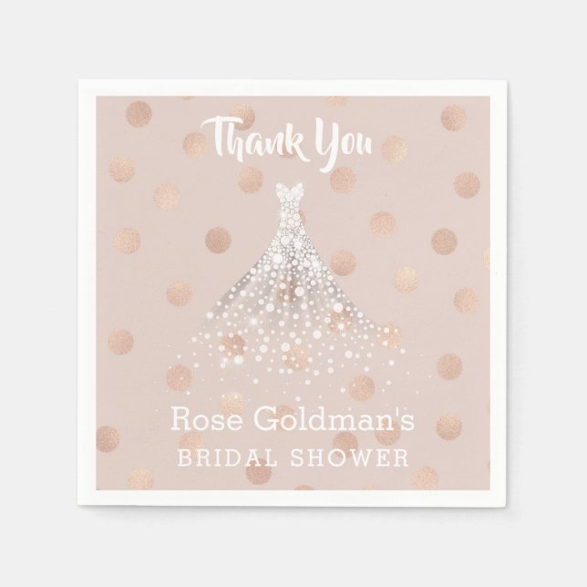 Serviettes Jetables Robe de Mariage rose Gold Confetti Fête des mariée (Devant)