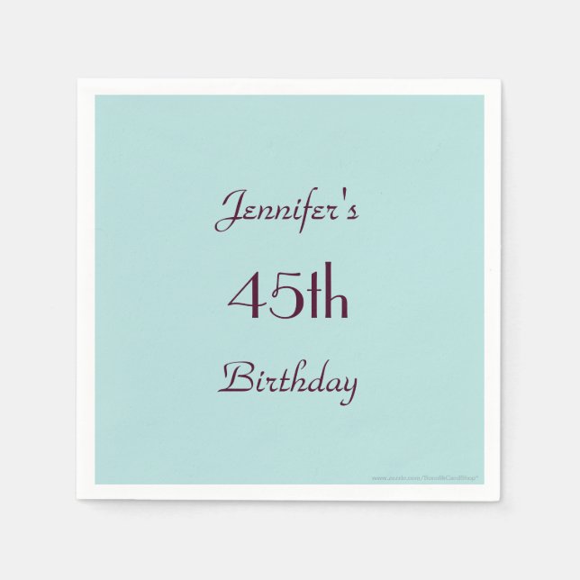 Serviettes Jetables Robins Oeuf Bleu 45e Anniversaire Fête, Nom, Papie (Devant)