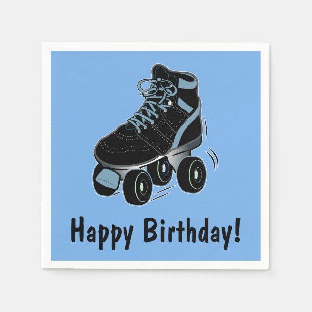Serviettes Jetables Roller Skate Joyeux Anniversaire (Devant)