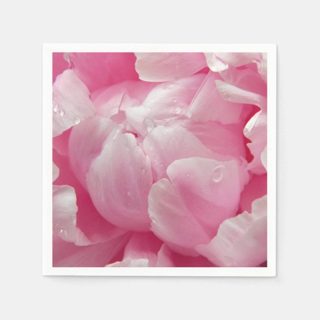 Serviettes Jetables Romance rose fleur de pivoine florissante avec gou (Devant)