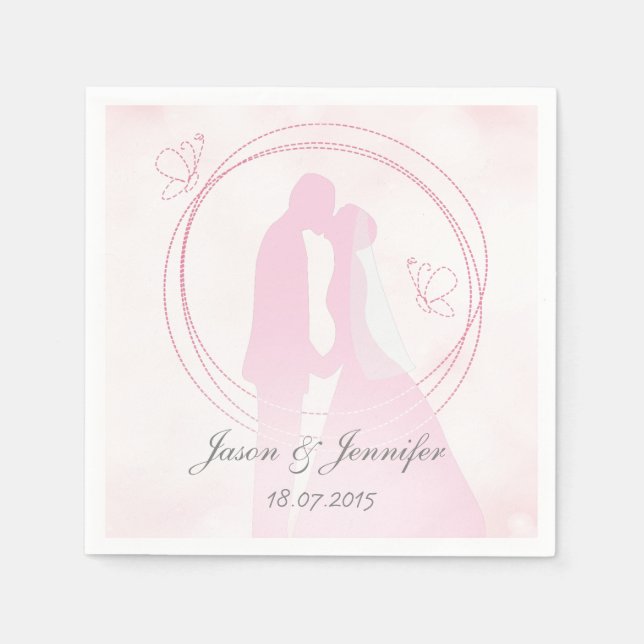 Serviettes Jetables Romantique Dreamtic Mariage rose Couple (Devant)