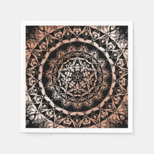 Serviettes Jetables Rose Gold Black Floral Mandala