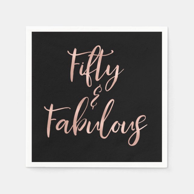 Serviettes Jetables Rose Gold Foil Cinquante et fabuleux (Devant)