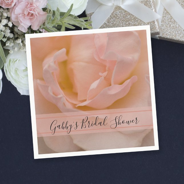 Serviettes Jetables Rose rose rose pâle Fête des mariées florale (Créateur téléchargé)