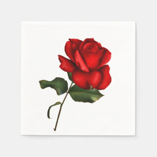 Serviettes Jetables Rose rouge élégante Fête de mariage floral glamour
