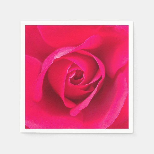 Serviettes Jetables Rose rouge romantique v2 (Devant)