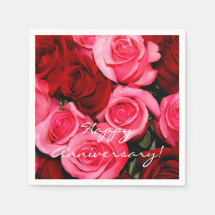 Serviettes Jetables Roses, roses et Red-Paper à cocktails serviettes