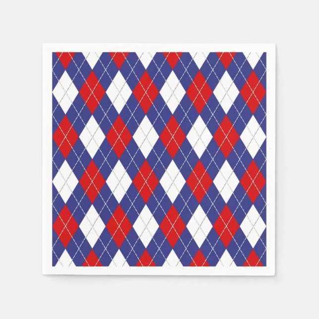 Serviettes Jetables Rouge, Blanc, Jacquard Bleu 2 PAPIERS NAPKINS (Devant)