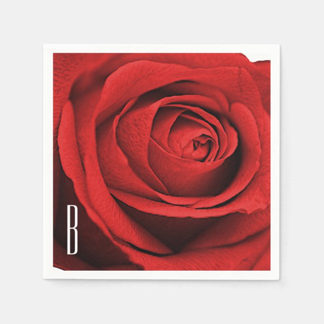 Serviettes Jetables Rouge Rose Blanc (N'Importe Quelle Couleur) Monogr (Devant)