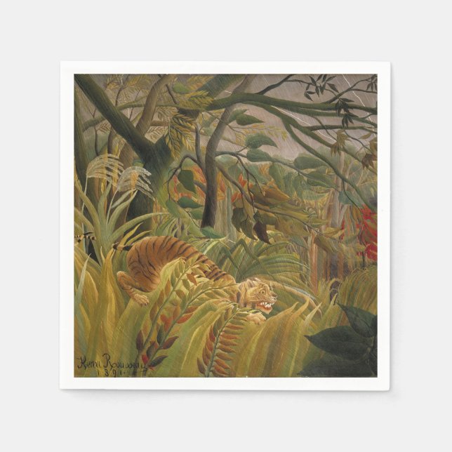 Serviettes Jetables Rousseau Jungle Tropical Tiger Art (Devant)