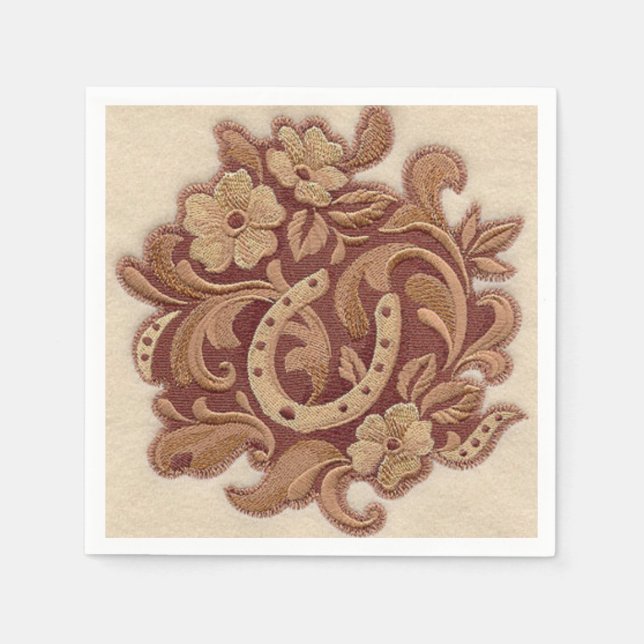 Serviettes Jetables roux rustique cowgirl western pays floral (Devant)
