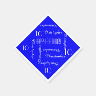 Serviettes Jetables Royal Blue 10th Birthday Party Repeat Names Paper