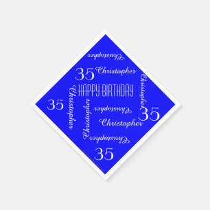 Serviettes Jetables Royal Blue 35th Birthday Party, Noms, Papier