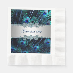 Serviettes Jetables Royal Blue Silver Peacock