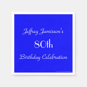 Serviettes Jetables Royal Blue Solid 80th Birthday Party Paper