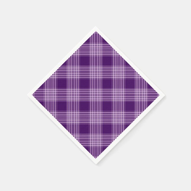Serviettes Jetables Royal Purple Et Blanc Plaid (Coin)