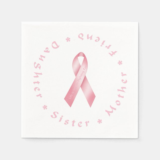 Serviettes Jetables Ruban rose (Devant)