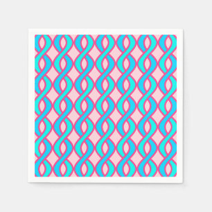 Serviettes Jetables Rubans modernes du milieu du siècle, turquoise et 