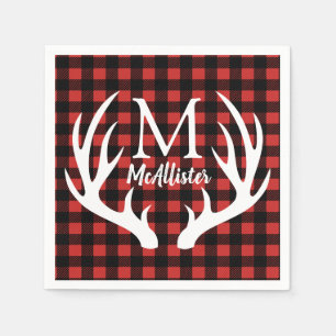 Serviettes Jetables Russe Blanc Cerf Antlers Buffalo Check Plaid