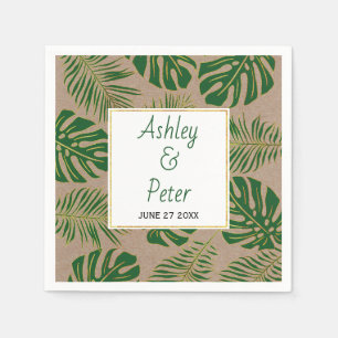 Serviettes Jetables Russe tropical vert monstère palme feuille mariage