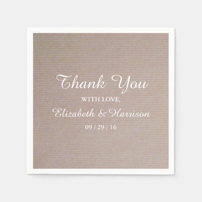 Serviettes Jetables Rustic Country Kraft Merci de réception de mariage (Devant)