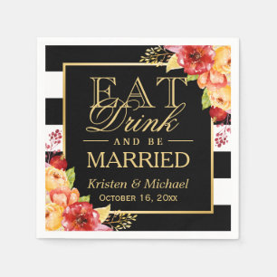 Serviettes Jetables Rustique Mariage d'automne manger boire et être ma