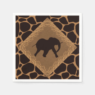 Serviettes Jetables Safari Thème Elephant sur Giraffe Imprimer